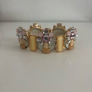 Gold and Pink Floral Bracelet